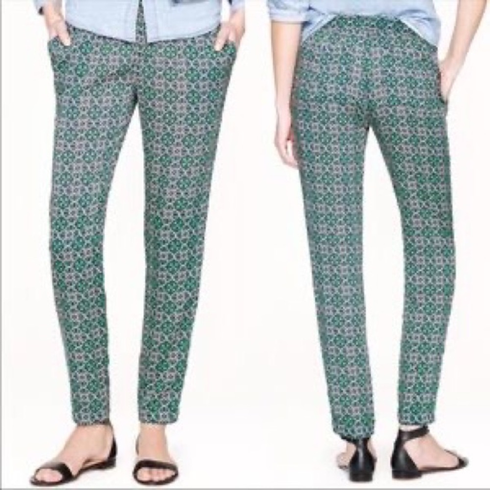 J. Crew Campbell Ankle Pant in Lattice Medallion Size 8